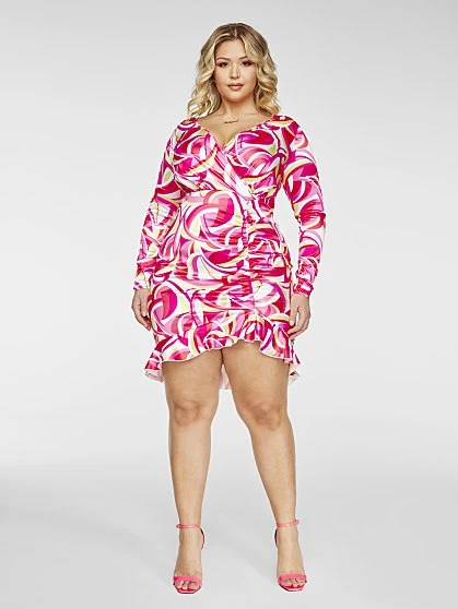 Fashion To Figure Heather Print Ruffle Hem Dress 4 Fashion To Figure Heather Print Ruffle Hem Dress - Image 4