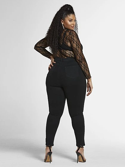 Fashion To Figure Mid-Rise Crossover Waistband Skinny Jeans 3 Fashion To Figure Mid-Rise Crossover Waistband Skinny Jeans - Image 3