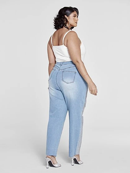 Fashion To Figure The Turn Up High-Rise Sequin Front Denim Trousers - Patrick Starrr X FTF 2 Fashion To Figure The Turn Up High-Rise Sequin Front Denim Trousers - Patrick Starrr X FTF - Image 2