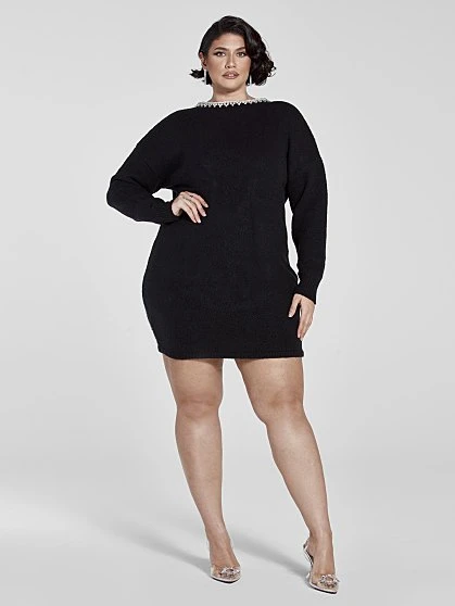 Fashion To Figure Adriana Rhinestone Back Sweater Dress 3 Fashion To Figure Adriana Rhinestone Back Sweater Dress - Image 3