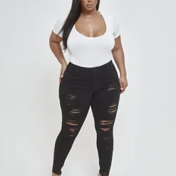 Fashion To Figure Black Mid-Rise All Over Destructed Skinny Jeans -Pleasures SHOP x 22977f1f 74a6 4e6c b7c8 6abe7f5f3568