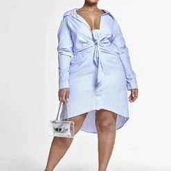 Fashion To Figure Anais Knot-Front Shirt Dress -Pleasures SHOP x 22ecd9db 8a21 46d2 9f0c 7973d7acb0cc