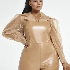 Fashion To Figure Ellie Faux Leather Overalls