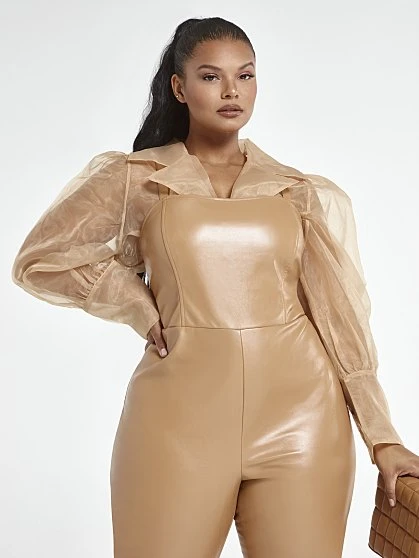 Fashion To Figure Ellie Faux Leather Overalls 1 Fashion To Figure Ellie Faux Leather Overalls