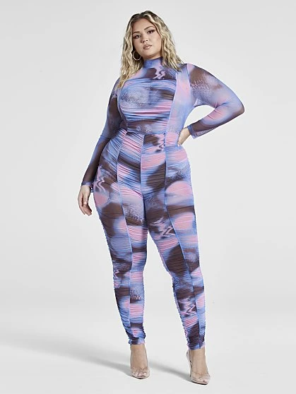 Fashion To Figure Jeanette Mesh Printed Catsuit 4 Fashion To Figure Jeanette Mesh Printed Catsuit - Image 4