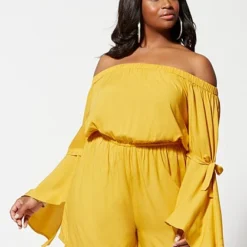 Fashion To Figure Edaline Off Shoulder Romper -Pleasures SHOP x 23cef8f3 eed5 4745 a280 99b12dc7071d