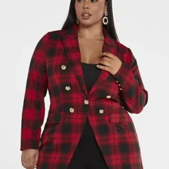 Fashion To Figure Geneva Plaid Blazer