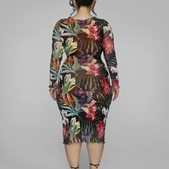 Fashion To Figure Ainsley O-Ring Tropical Print Mesh Dress -Pleasures SHOP x 24574436 e54a 4c95 b89c c8baeee95aff