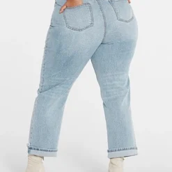 Fashion To Figure High Rise Light Wash Crossover Waist Jeans - Tall Inseam -Pleasures SHOP x 253ae89e 2dc2 4ce7 be48 ce6b172960b4