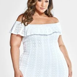 Fashion To Figure Georgina Off The Shoulder Crochet Dress With Slit