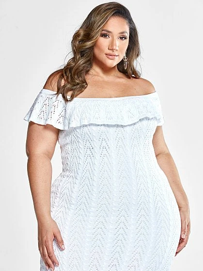 Fashion To Figure Georgina Off The Shoulder Crochet Dress With Slit 1 Fashion To Figure Georgina Off The Shoulder Crochet Dress With Slit