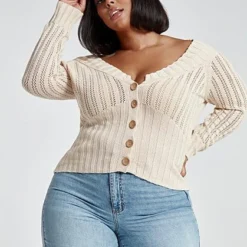 Fashion To Figure Harley Off The Shoulder Crochet Cardigan -Pleasures SHOP x 25b41d09 e0b9 40f9 8fd7 c6e9b6cd551c