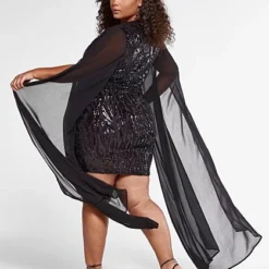 Fashion To Figure Samara Sequin Dress With Mesh Sleeves -Pleasures SHOP x 2620d7be b8fc 4c5c 8adc 4e9d70107cc1