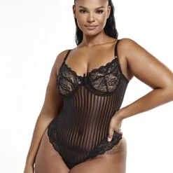 Fashion To Figure Dawn Mesh Stripe Bodysuit -Pleasures SHOP x 262beb45 e79c 46eb b16a 89a2aa7e2845