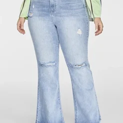 Fashion To Figure High Rise Destructed Light Wash Flare Jeans -Pleasures SHOP x 2672a7fe 1310 4667 8e99 f989d1f955eb
