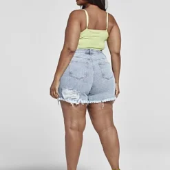 Fashion To Figure High Rise Cutoff Denim Shorts