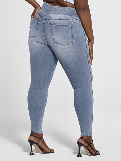 Fashion To Figure Medium Wash High Rise Destructed Jeggings - Short Inseam 1 Fashion To Figure Medium Wash High Rise Destructed Jeggings - Short Inseam
