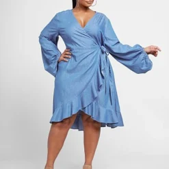 Fashion To Figure Delia Denim Wrap Dress