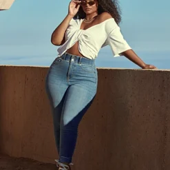 Fashion To Figure Light Wash Curvy Skinny Jeans - Tall Inseam