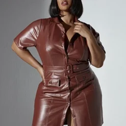 Fashion To Figure Adina Button Front Faux Leather Dress -Pleasures SHOP x 2974fb00 7542 4252 a6f1 7770aec6414c