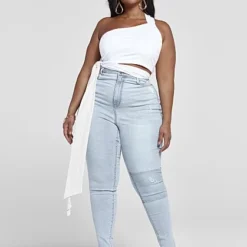 Fashion To Figure Ultra High Rise Light Wash Skinny Jeans - Short Inseam