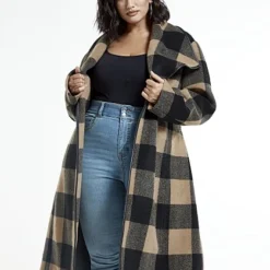 Fashion To Figure Tori Buffalo Plaid Longline Coat