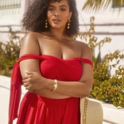 Fashion To Figure Dinah Off-Shoulder Chiffon Jumpsuit