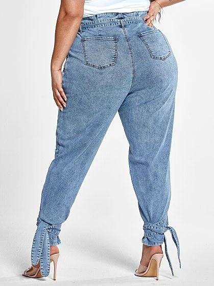 Fashion To Figure High Rise Paperbag Waist Jeans With Ankle Ties 2 Fashion To Figure High Rise Paperbag Waist Jeans With Ankle Ties - Image 2