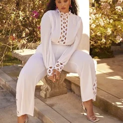 Fashion To Figure Alexa Crochet Detail Jumpsuit