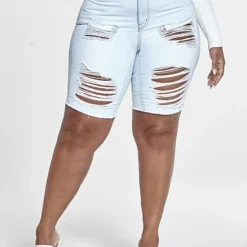 Fashion To Figure Light Wash High Rise Destructed Bermuda Shorts 8 Fashion To Figure Light Wash High Rise Destructed Bermuda Shorts -Pleasures SHOP x 2be718cc 5764 4857 a4d6 149013f1086a