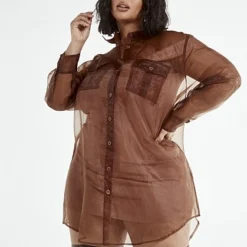 Fashion To Figure Athena Organza Shirt Dress 9 Fashion To Figure Athena Organza Shirt Dress -Pleasures SHOP x 2c3f377f 08b7 410a b699 9169d109d821