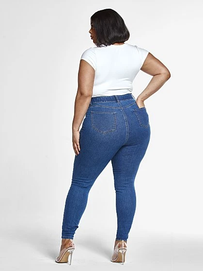 Fashion To Figure Medium Blue Wash Curvy Skinny Jeans - Short Inseam 1 Fashion To Figure Medium Blue Wash Curvy Skinny Jeans - Short Inseam