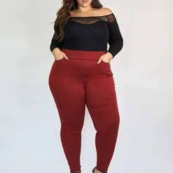 Fashion To Figure Burgundy High-Rise Jeggings -Pleasures SHOP x 2cd77fb6 65e8 49f2 bc3c 904704ae58b8