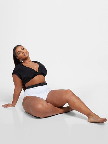 Fashion To Figure Khloe Short Sleeve Crop Swim Top 6 Fashion To Figure Khloe Short Sleeve Crop Swim Top - Image 6