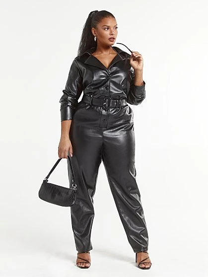 Fashion To Figure Geena Faux Leather Jumpsuit 3 Fashion To Figure Geena Faux Leather Jumpsuit - Image 3