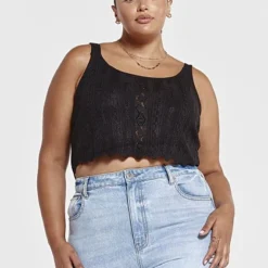 Fashion To Figure Cassidy Crochet Cropped Tank -Pleasures SHOP x 2eeeb9eb bfa8 4e6e 9a87 de89e25b2b6f