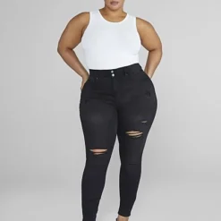 Fashion To Figure High Rise Curvy Fit Skinny Jeans In Black - Tall Inseam -Pleasures SHOP x 2f372aac ea11 431b a8ae 9ae1e1e66123
