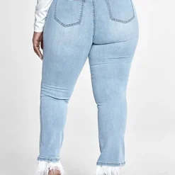 Fashion To Figure High Rise Flare Jeans With Feather Trim -Pleasures SHOP x 2fb52dd2 5b53 4d97 acc3 5d4b781c6644