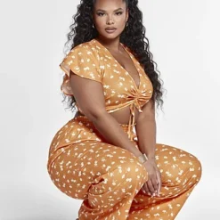 Fashion To Figure Jamie Daisy Print Wide Leg Pants