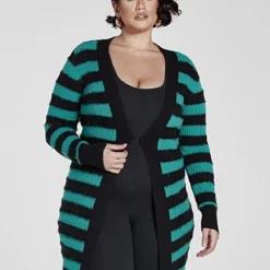 Fashion To Figure Daniella Metallic Striped Cardigan