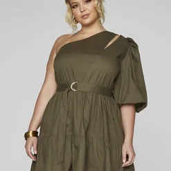 Fashion To Figure Ophelia One Shoulder Belted Dress -Pleasures SHOP x 31d3a454 927c 46b1 9a3d 18caec348aa6