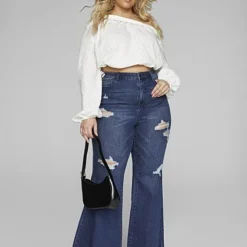 Fashion To Figure Ultra High Rise Destructed Flare Jeans -Pleasures SHOP x 31fd7f1b a877 4596 9042 309cf9756227