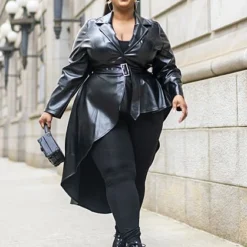Fashion To Figure Star Status Faux Leather Peplum Jacket - FTF Lab: Nzinga Imani -Pleasures SHOP x 32dd9fff 5b95 462f b832 da90c142462b
