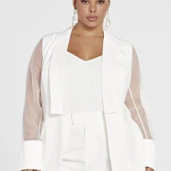 Fashion To Figure Juliette Organza Sleeve Tuxedo Style Blazer - Gabi Fresh X FTF -Pleasures SHOP x 333fb1f4 7bc7 470c 88b4 4dc79b99d8b0