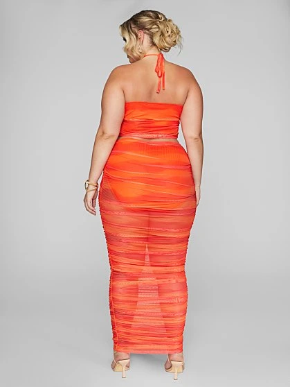 Fashion To Figure Lalah Mesh Ruched Maxi Skirt 1 Fashion To Figure Lalah Mesh Ruched Maxi Skirt