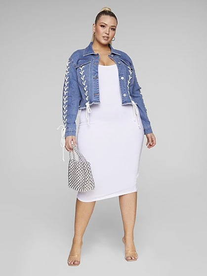 Fashion To Figure Joi Lace-Up Detail Denim Jacket 3 Fashion To Figure Joi Lace-Up Detail Denim Jacket - Image 3