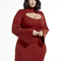 Fashion To Figure Aviana Cutout Sweater Dress -Pleasures SHOP x 35c30bb6 ac1a 43f3 bebb f65b18041f2d