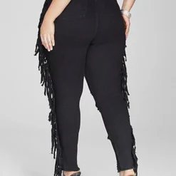 Fashion To Figure High Rise Blowout Skinny Jeans With Fringe Detail - Short Inseam -Pleasures SHOP x 35cb68be cde9 433e 87cd 2e83f22a8650