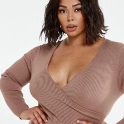 Fashion To Figure Farah Faux-Wrap Sweater Jumpsuit