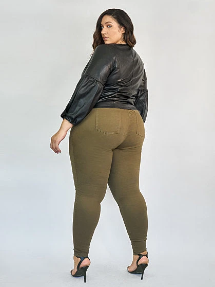 Fashion To Figure Olive High-Rise Jeggings - Tall Inseam 1 Fashion To Figure Olive High-Rise Jeggings - Tall Inseam